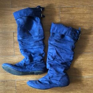 Blue High Knee Boots
